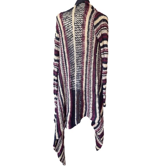 Lucky Brand Womens Striped Open-Knit Drape Cardigan Sweater Size Small Navy/Whit - Picture 3 of 7